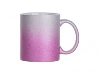  Кружка глиттерная градиент серебристо-пурпурная 330 мл 