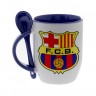 Кружка синяя, с ложкой футбольного клуба Барселона